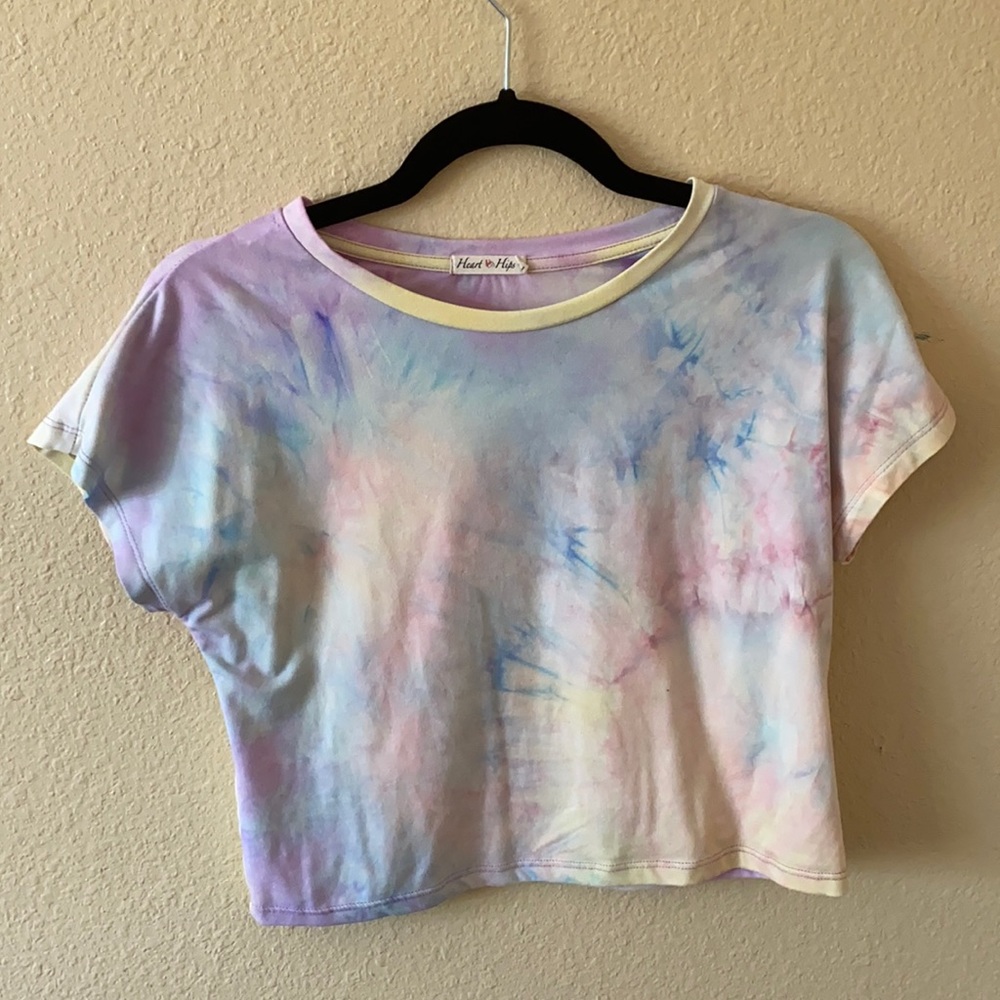 large pastel tie-dye crop top
